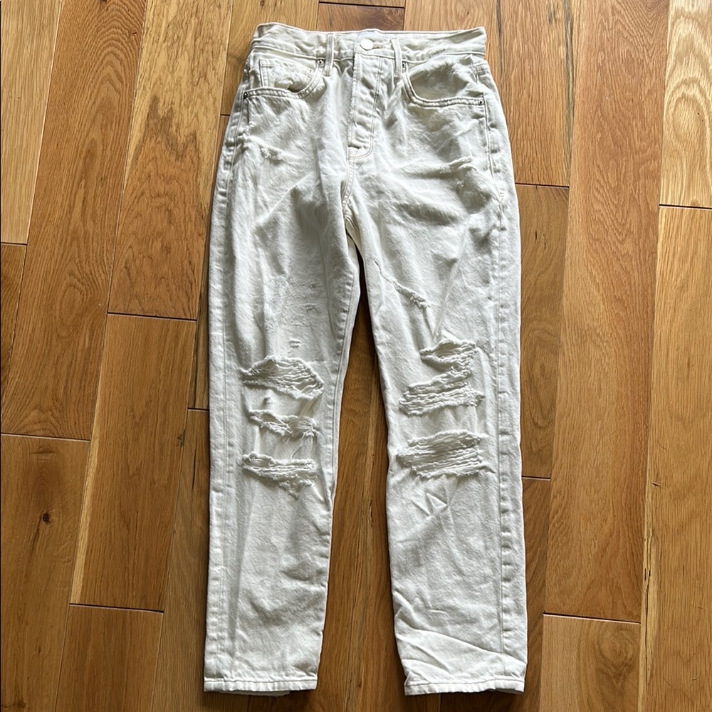 Frame | high waisted distressed straight leg jeans-Size 25